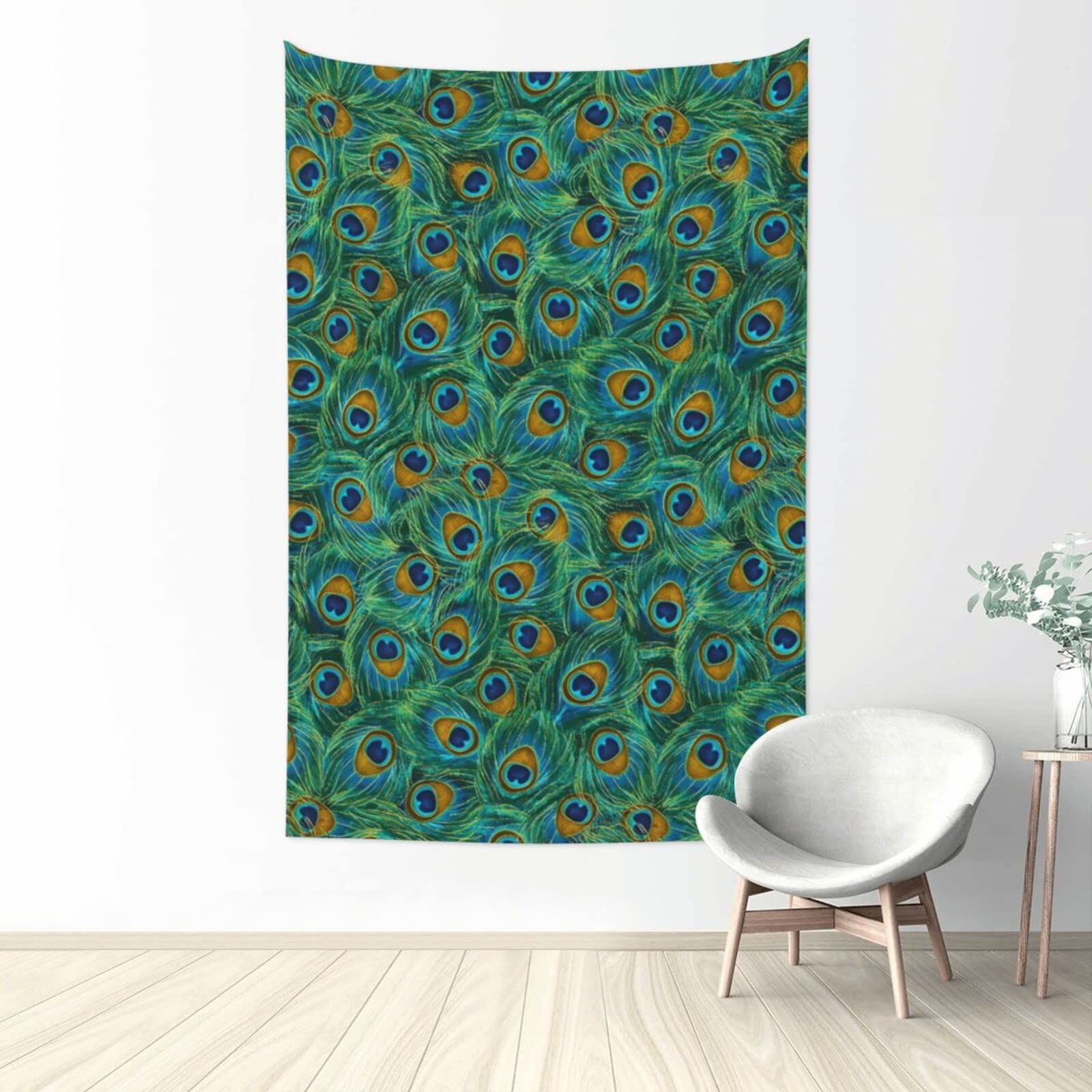 Peacock Feather Print Tapestry Wall Hanging - Bohemian Home Decor for Bedroom, Living Room & Dorm | Perfect for Wall Art, Room Dividers & Festival Decorations