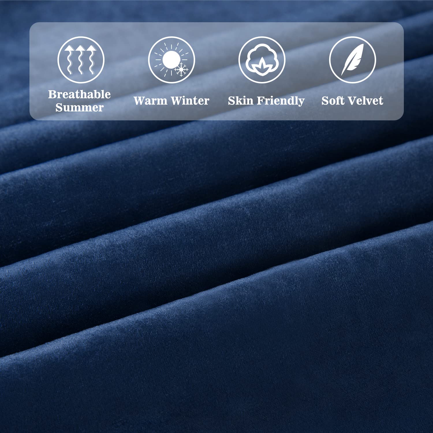 Allewie King Size Velvet Upholstered Platform Bed Frame with Channel Tufted Headboard - Sturdy Wood Slat Support, No Box Spring Needed, Navy Blue | Perfect for Modern Bedrooms & Guest Rooms