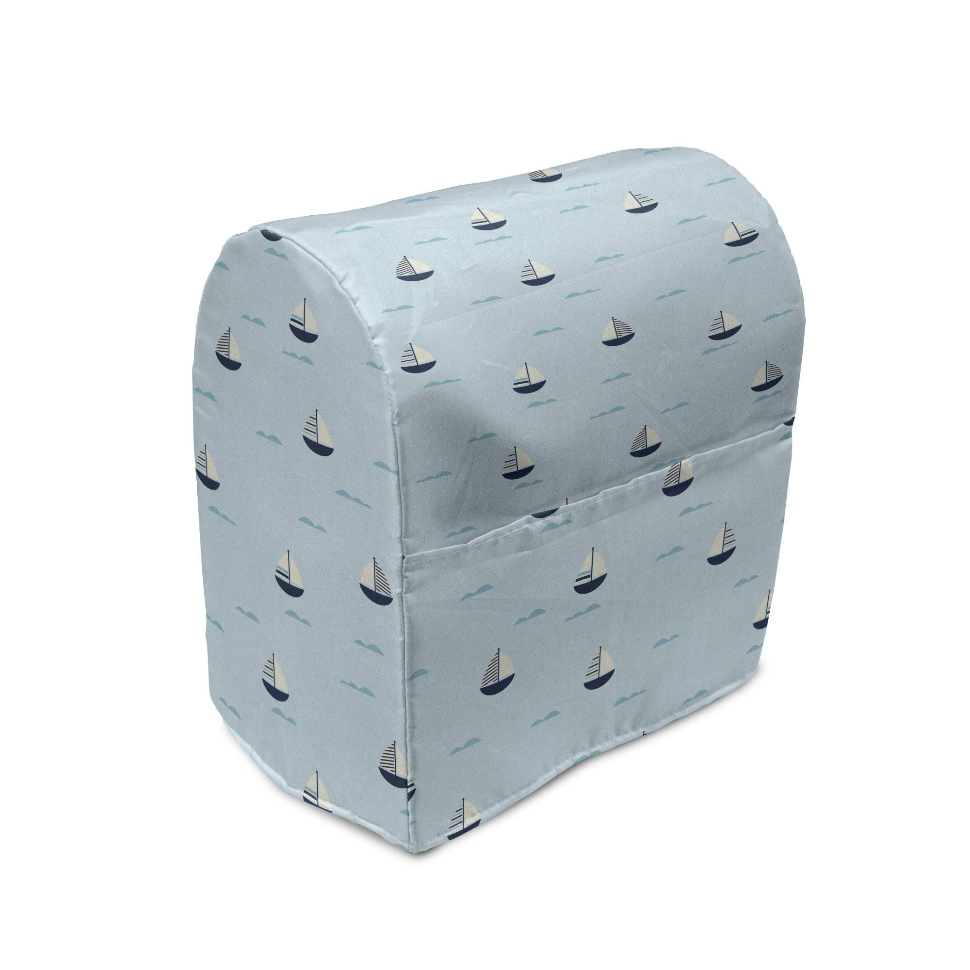 Ambesonne Nautical Stand Mixer Cover - Ocean Sailing Waves Design, 6-8 Quart Kitchen Appliance Organizer with Pocket, Pale Blue Cream - Perfect for Baking, Cooking & Kitchen Organization