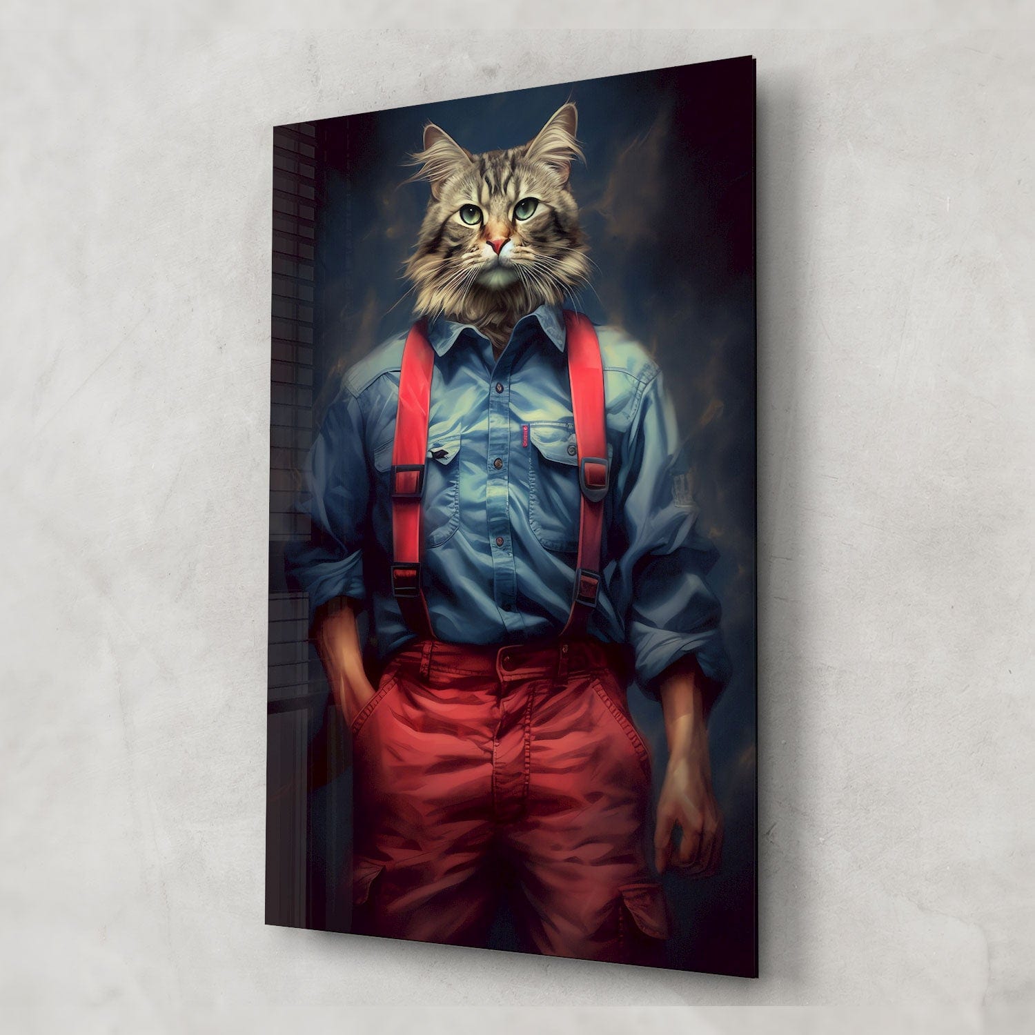 Mr. Cat Premium Tempered Glass Wall Art - Elegant Home Decor for Living Room, Bedroom & Office