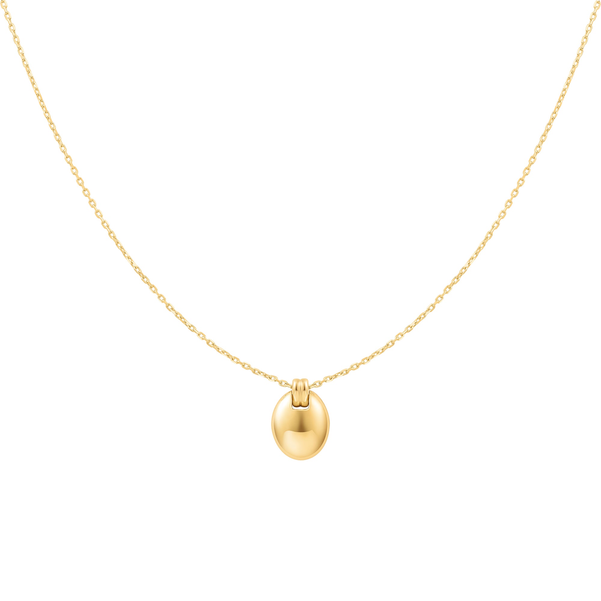 14K Gold Oval Charm Necklace for Women - Elegant Layering Pendant Jewelry Gift for Birthday, Anniversary & Valentine's Day