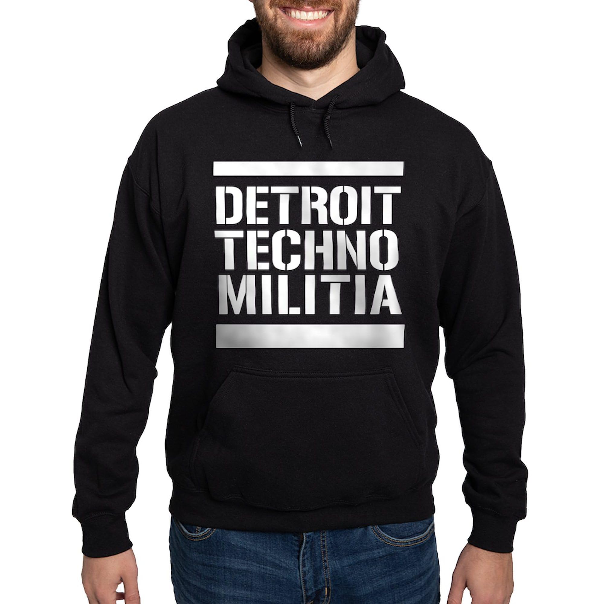 Detroit Techno Militia Hoodie for Men - Dark Regular Fit Pullover Sweatshirt | Streetwear, Casual Wear & Music Festival Outfit