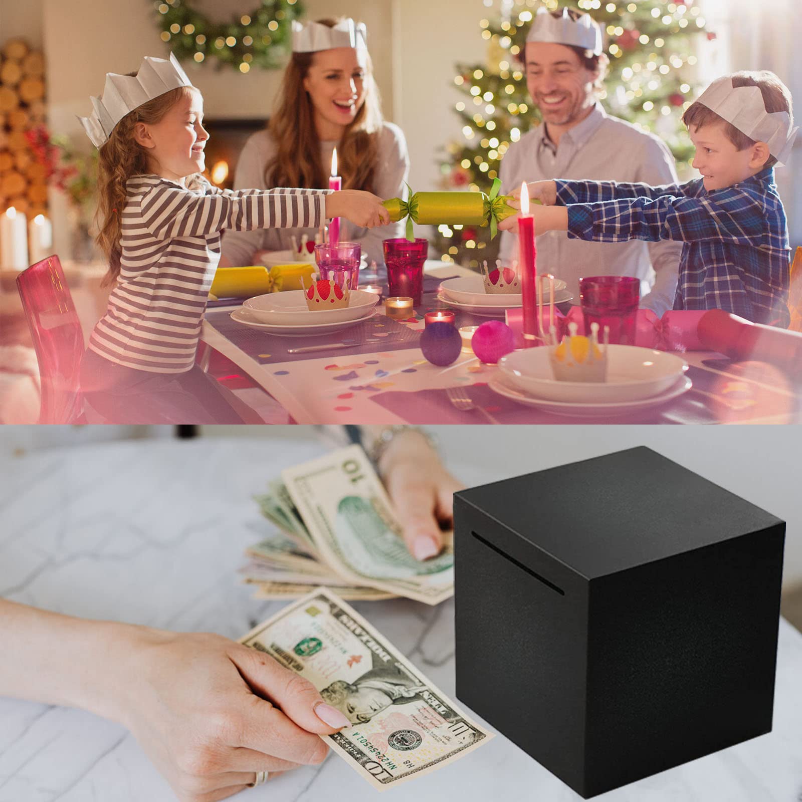 Stainless Steel Piggy Bank for Adults & Kids - 5.9 Inch Black Money Saving Box with Lock, Cash Coin Jar for Home Office Savings (PBB5.9) - Perfect for Birthday Gifts, Allowance Tracking & Financial Education