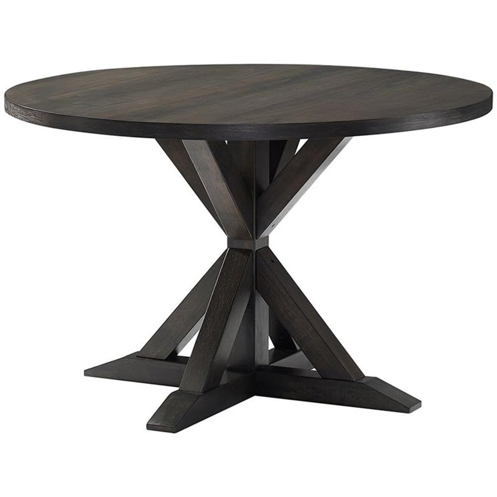 Crosley Furniture Hayden 5-Piece Modern Farmhouse Round Dining Table Set for 4 with Slat Back Chairs, Slate - Perfect for Small Kitchens, Breakfast Nooks & Cozy Dining Spaces