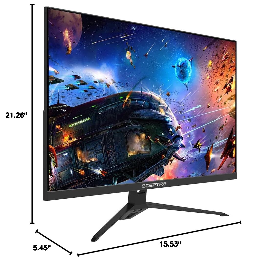 Sceptre 27-inch IPS Gaming Monitor - 165Hz Refresh Rate, DisplayPort & HDMI, 300 Lux, Built-in Speakers, Machine Black (E278B-FPT168) - Perfect for Esports, Streaming & Home Office Setup