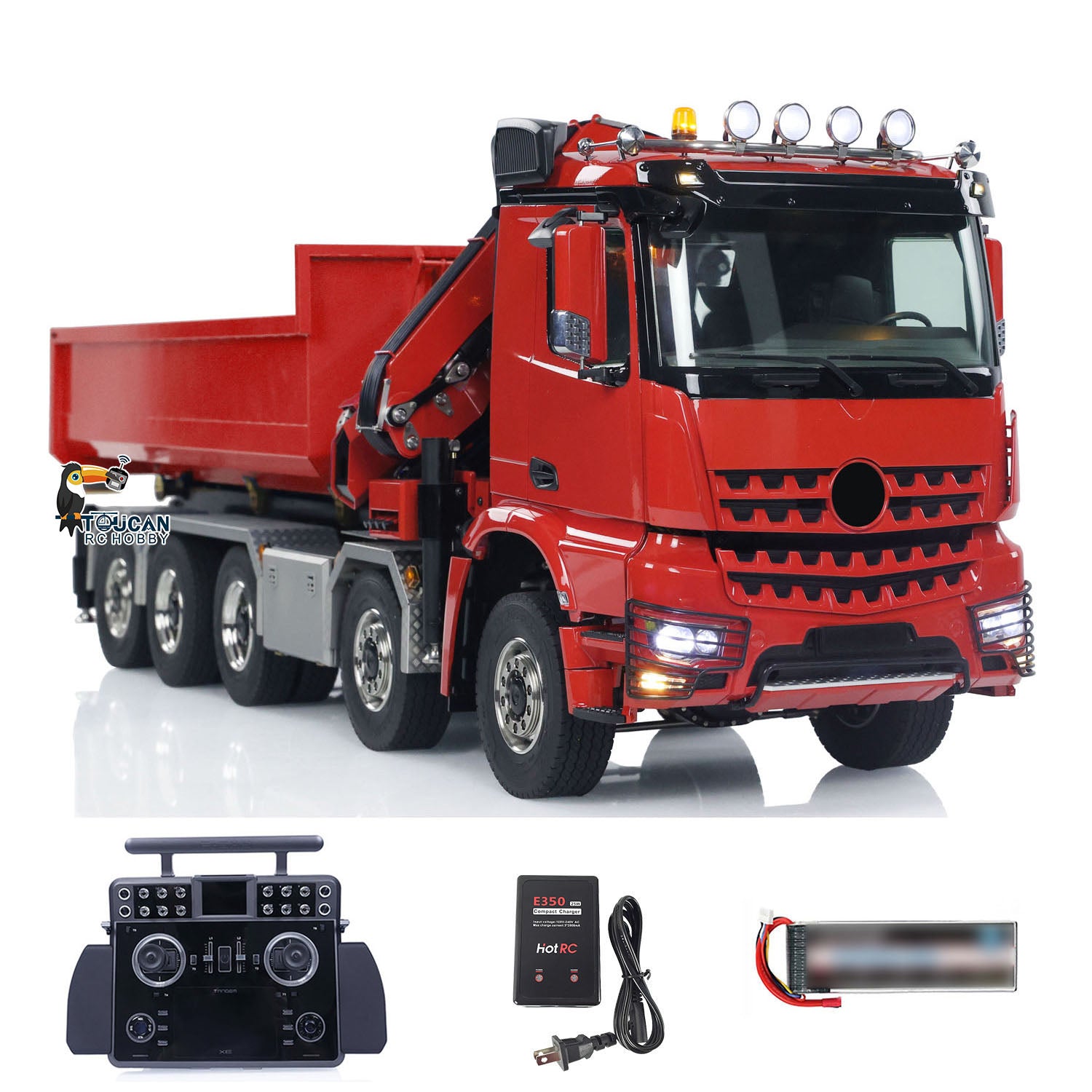 1/14 Scale 10x10 RC Hydraulic Crane Dump Truck - Remote Control Full Dumper Lorry with U-Shaped High Standard Bucket & Timber Flatbed - Perfect for Construction Site Play, Collecting, and RC Hobby Enthusiasts