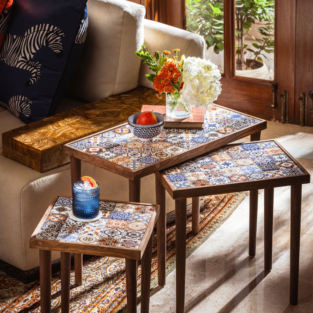 Casa Italia 3-Piece Wooden Nesting Tables Set - Space Saving Coffee & Side Tables for Living Room, Bedroom, or Office - Modern Home Decor Furniture