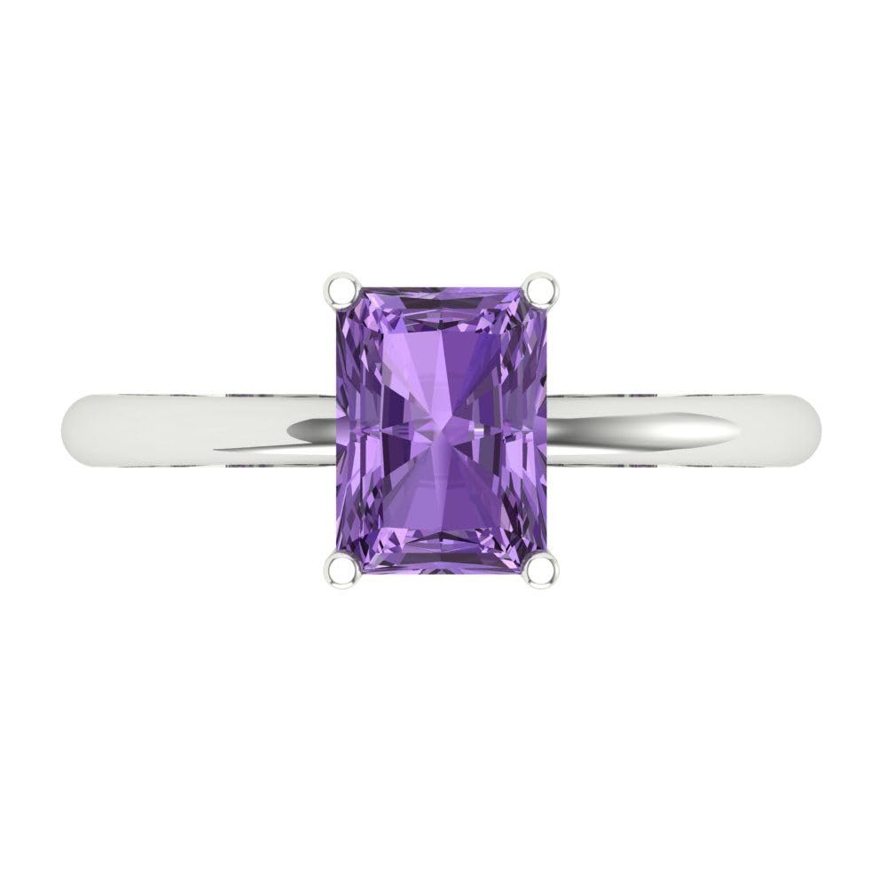 1.75ct Radiant Cut Simulated Alexandrite Solitaire Engagement Ring for Women - 14k White Gold Wedding, Bridal & Anniversary Jewelry Gift for Her - Perfect for Proposals, Weddings & Special Occasions