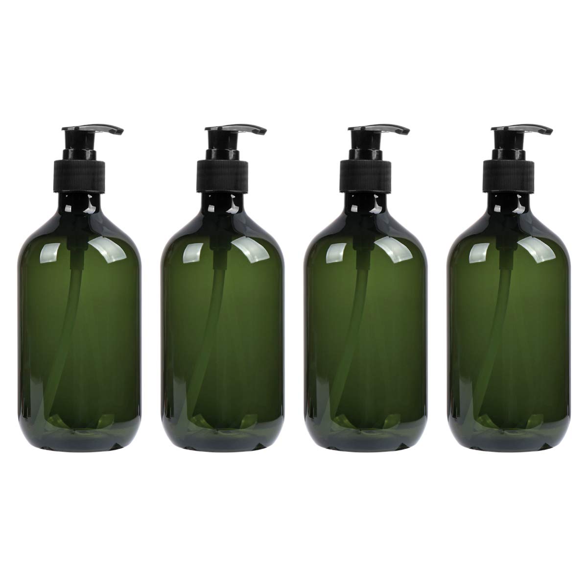 Cabilock 4-Pack 500ml Empty Travel Pump Bottles for Shampoo, Body Lotion & Conditioner - Leak-Proof Press Dispenser, Eco-Friendly Toiletries Set for Home, Gym & Green Travel Accessories
