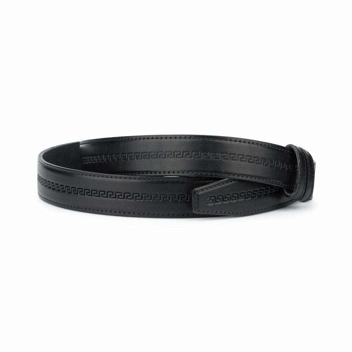 Premium Full Grain Leather Belt for Men - Black Embossed Strap (1 1/8