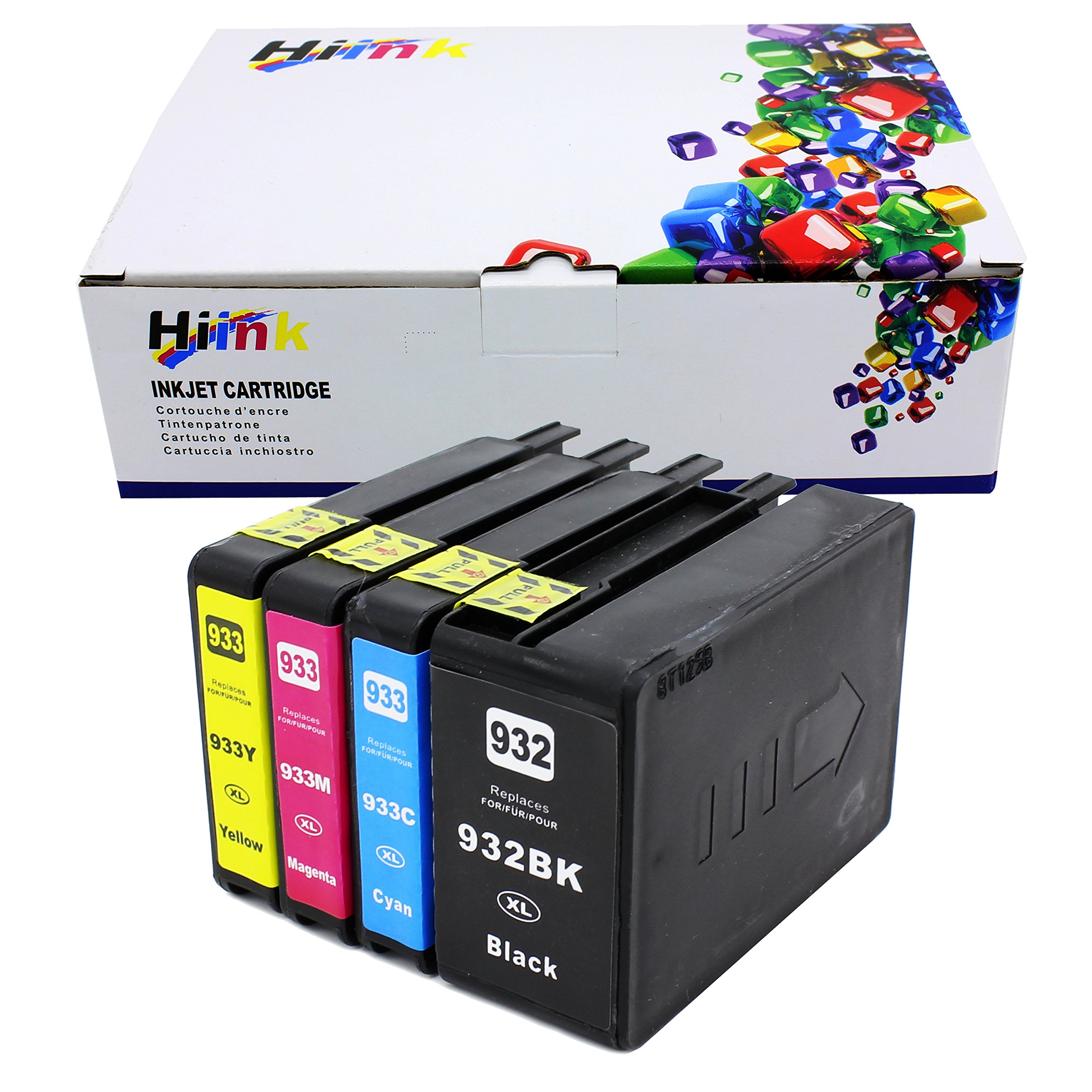 HIINK Compatible HP 932 933 Ink Cartridge Replacement - 4-Pack (Black, Cyan, Magenta, Yellow) for HP OfficeJet 6100/6600/6700/7110/7610/7612/7620 Printers - Perfect for Home Office Printing, School Projects & Small Business Documents