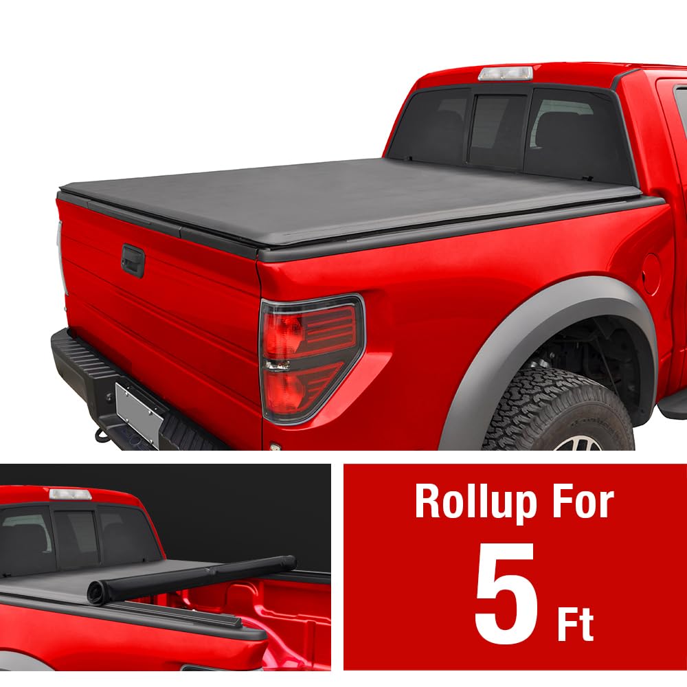 MaxMate Soft Roll-up Truck Bed Tonneau Cover for 2005-2015 Toyota Tacoma 5' Bed | Waterproof & UV-Resistant | Easy Installation | Perfect for Camping, Hauling & Outdoor Adventures (Model TCT169036A)
