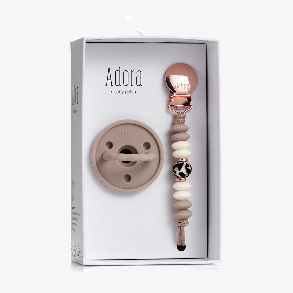Adora Pacifier & Clip Set - Baby Soother with Holder for Newborns & Toddlers - Perfect for On-the-Go, Travel, and Everyday Use