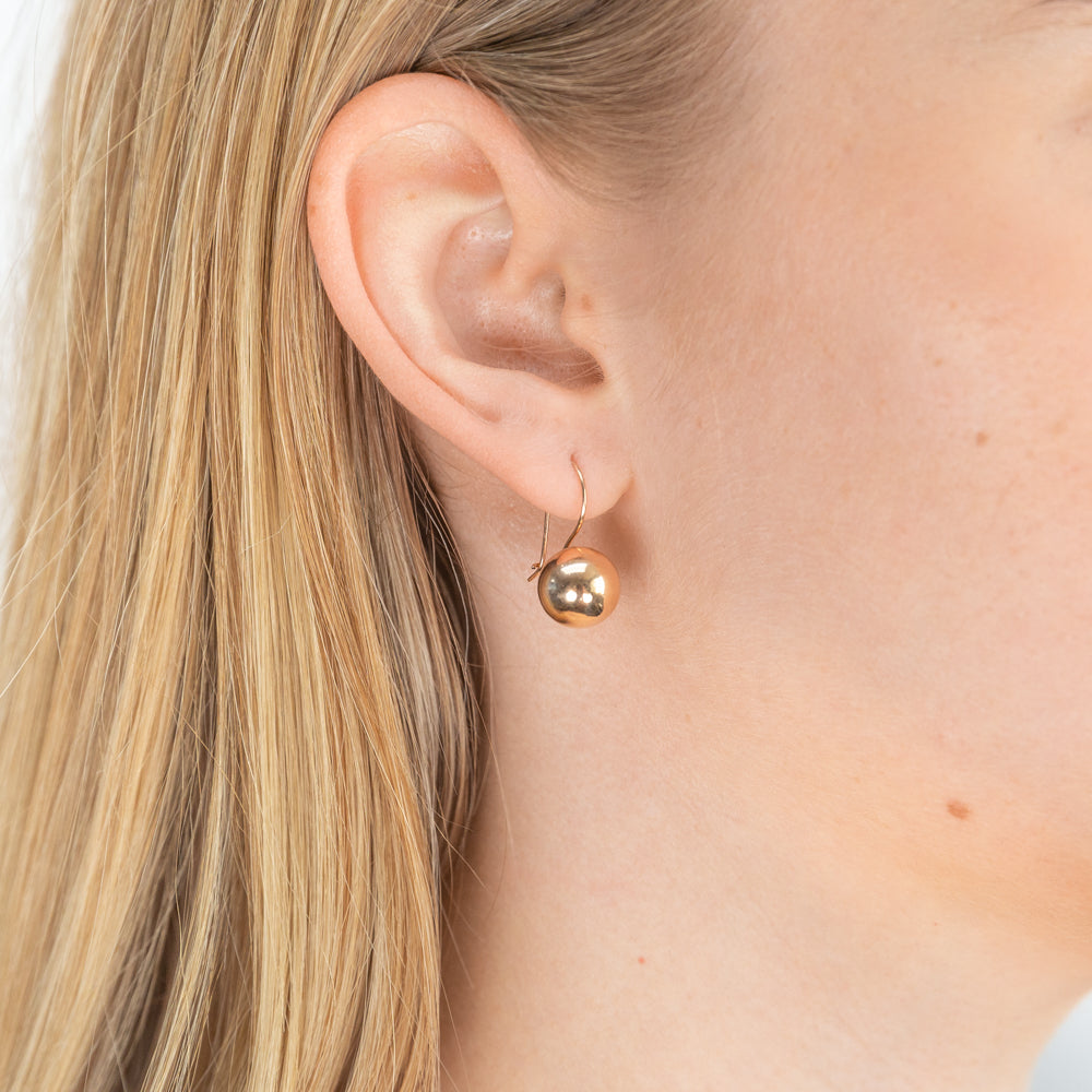 9ct Rose Gold 10mm Ball Earwire Earrings - Elegant Hoop Earrings for Women, Perfect for Everyday Wear, Parties & Gifts