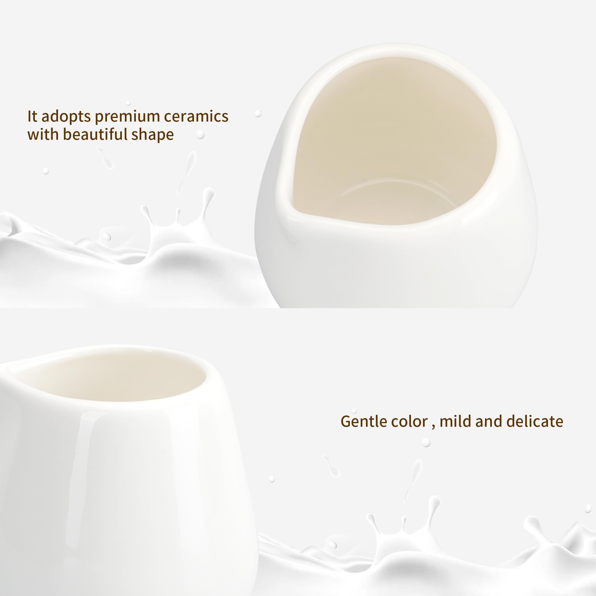 12PCS Mini Ceramic Creamer Set - 3oz Small Porcelain Creamer Pitchers for Coffee, Tea, Milk & Syrup - White Ceramic Dispenser for Home, Cafe & Restaurant Use
