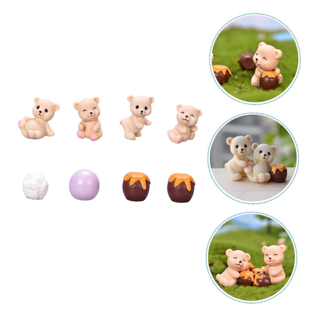 ARTIBETTER Honey Bear Pot Ornament Set - Cute Resin Decor for Bedroom, Potted Plants, Terrariums & Car Accessories - Mini Landscape Figurines for Home Office Desk Decor & Gift Ideas