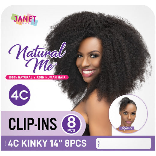 Natural Me Kinky 100% Human Hair Clip-In Extensions 14 Inch - Perfect for Protective Styles, Braids & Natural Hair Volume Boost