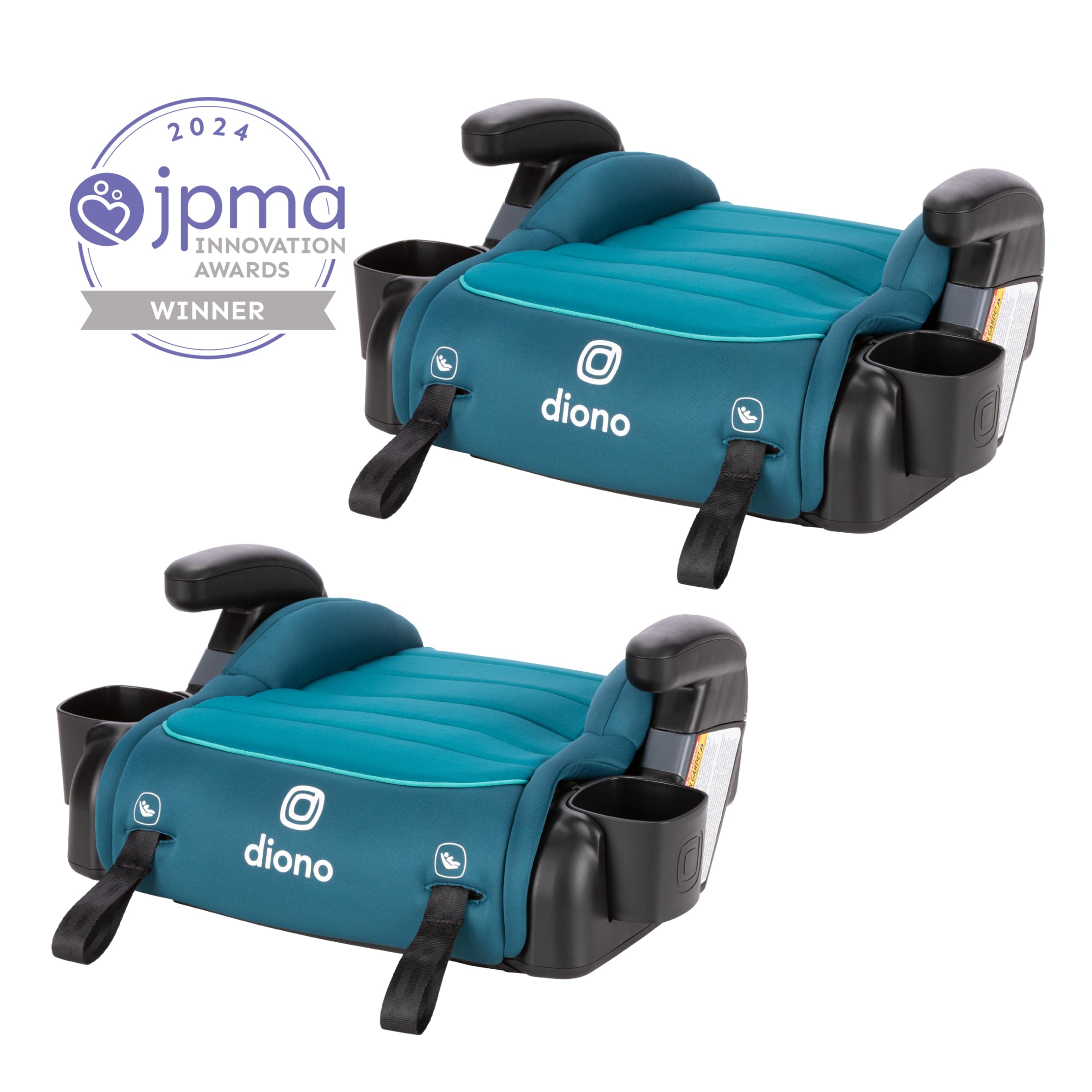 Diono Connect3 RXT Backless Booster Car Seat (2-Pack) - Slim Fit for 3-Across in Sedans & SUVs - 40-120 lbs - Lightweight with LATCH Connectors - Blue Razz Ice - Perfect for School Carpool & Family Road Trips