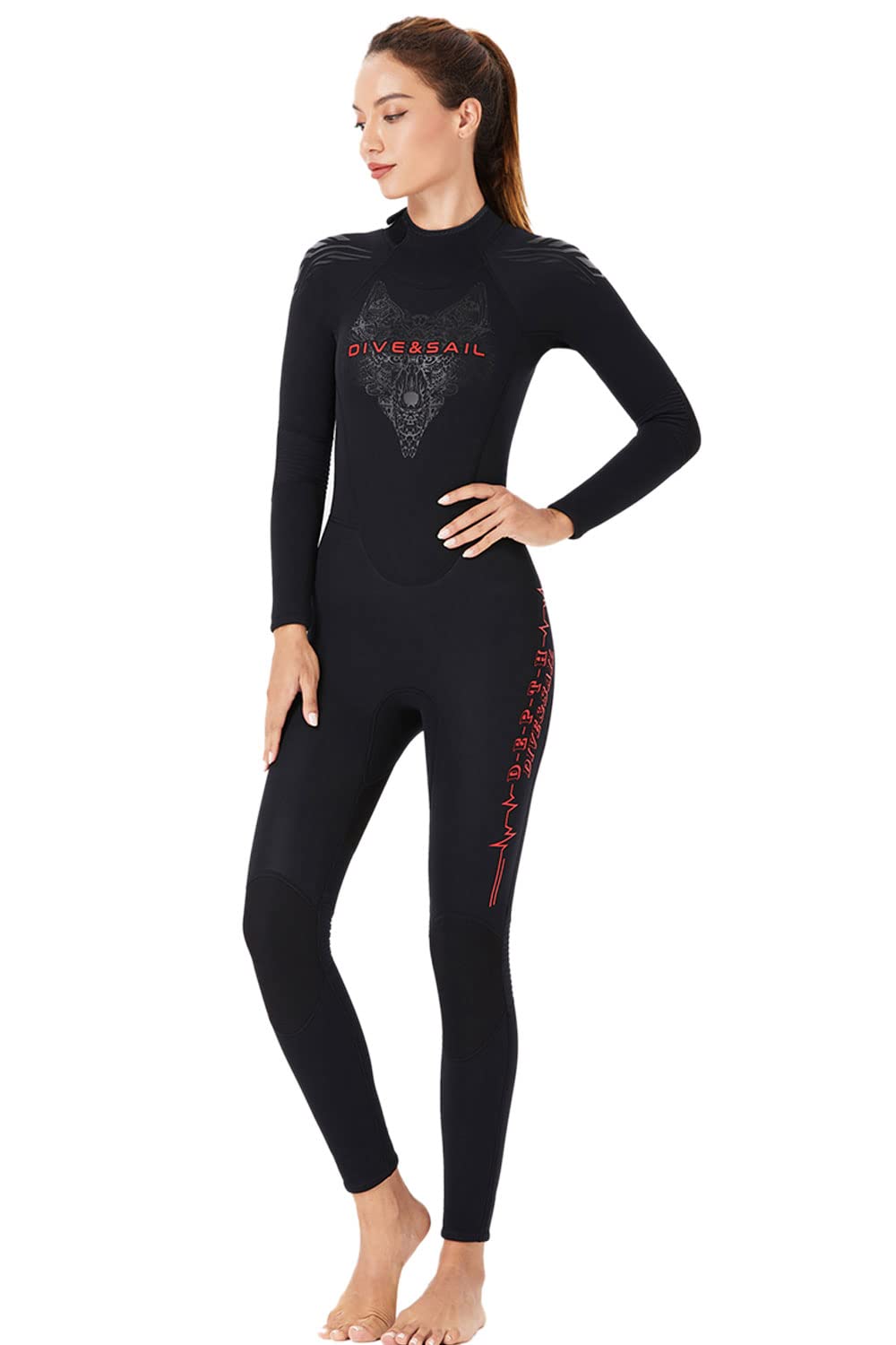 TeeYee 3mm Neoprene Wetsuit for Women & Men - Full Body One-Piece Diving Suit, Fashion Swimsuit for Scuba Diving, Snorkeling, Surfing and Water Sports