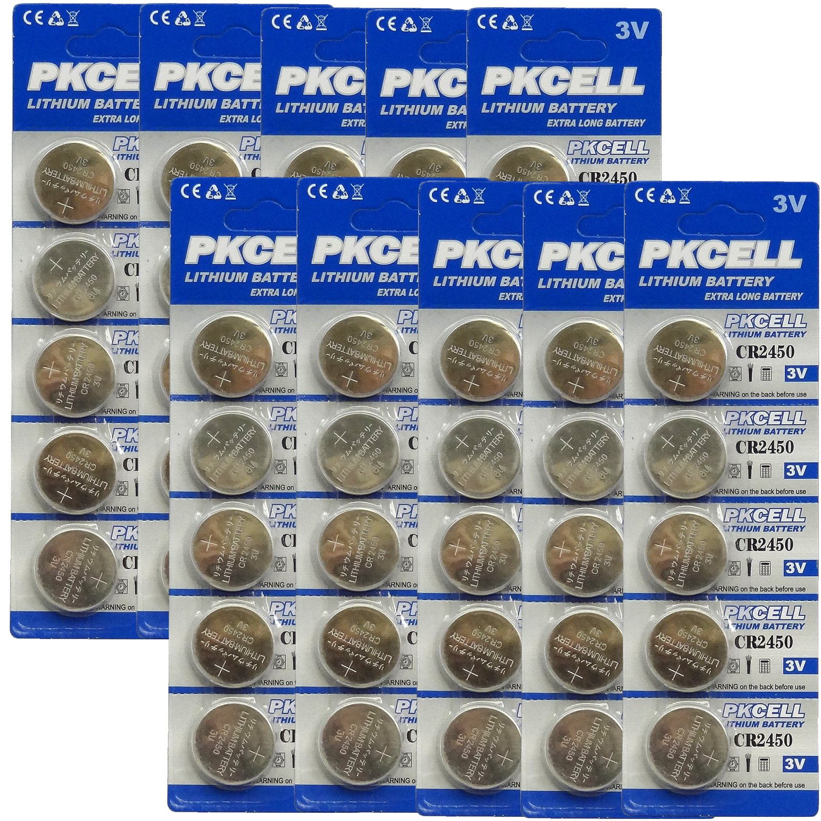 CR2450 3V Lithium Coin Battery - 50 Pack for Watches & Flameless Candles