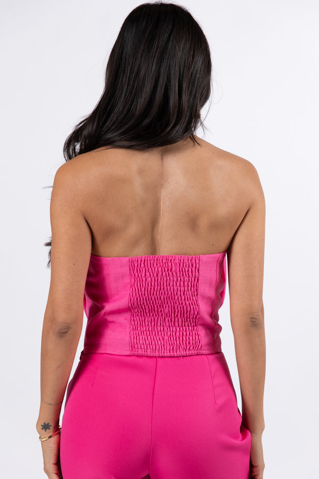 Glamorous Moments Women's Pink Strapless Bow Top Blouse - Perfect for Parties, Date Nights & Special Occasions