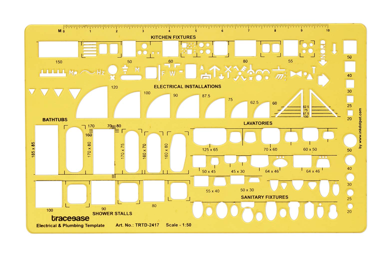 Traceease Electrical Drafting & Plumbing Template Stencil - Professional Measuring Ruler for Electricians, Plumbers, Engineers - Perfect for Circuit Diagrams, Pipe Layouts & Technical Drawings