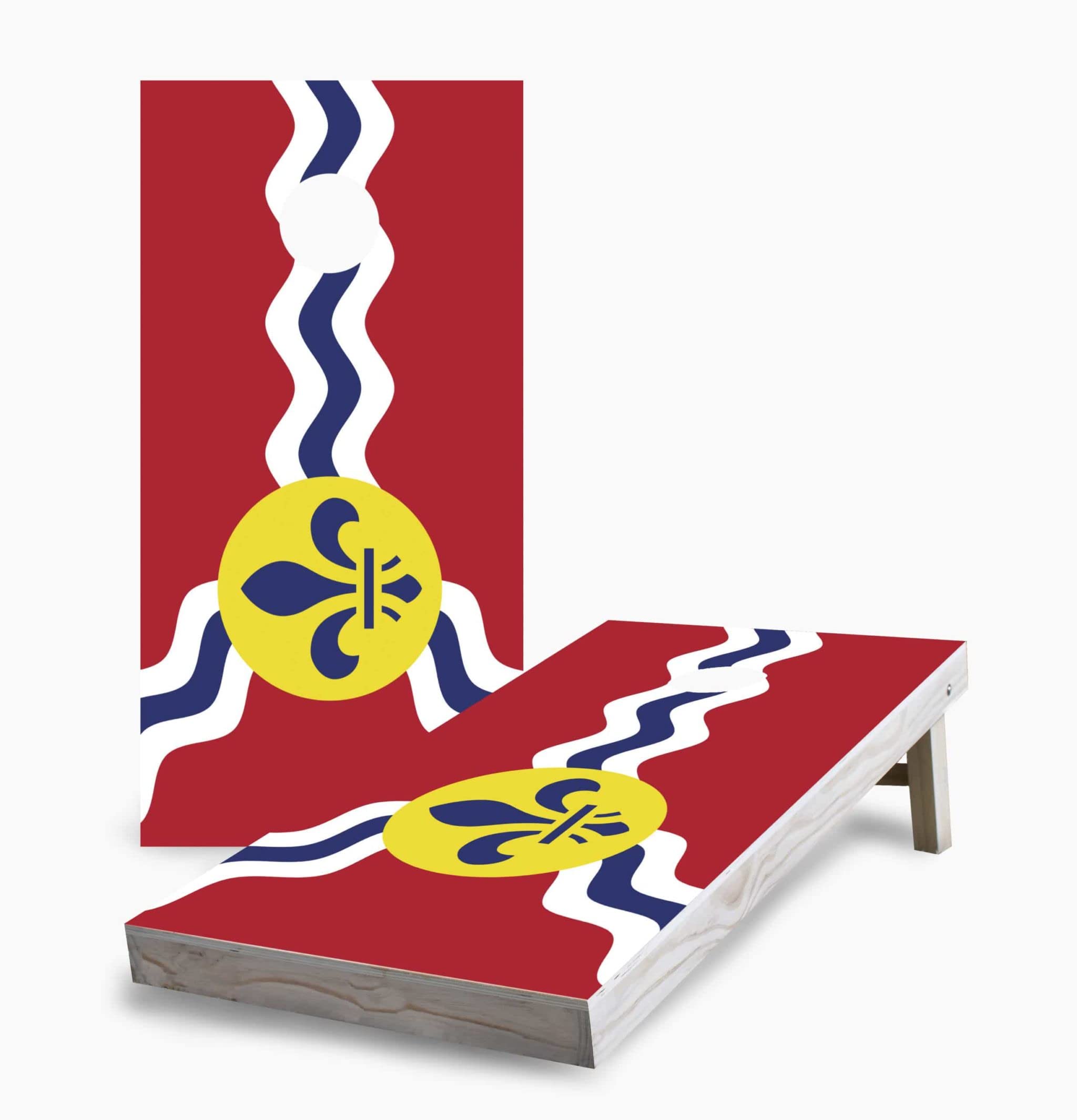 St. Louis City Flag Cornhole Game Set with 2 Boards & 8 Bags - Premium Outdoor Toss Game for Backyard Parties, Tailgating, and BBQ Events
