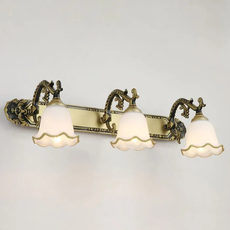 French Carving Glass Bathroom Wall Lights - Elegant Vanity Sconce for Modern Bathroom Decor | Perfect for Powder Room, Spa, and Master Bath Lighting
