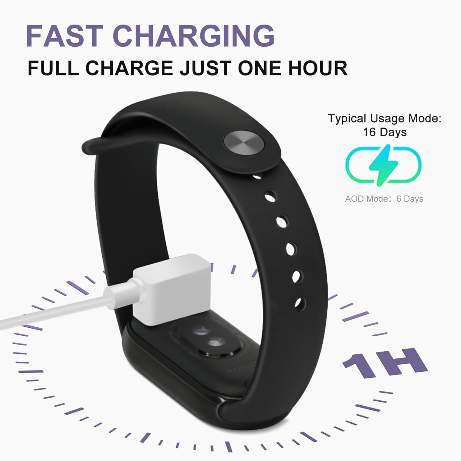 Xiaomi Mi Smart Band 8 Fitness Tracker with AMOLED Display - Heart Rate Monitor, 190mAh Battery (16-Day Life), 150+ Sport Modes | Perfect for Running, Swimming & Daily Activity Tracking