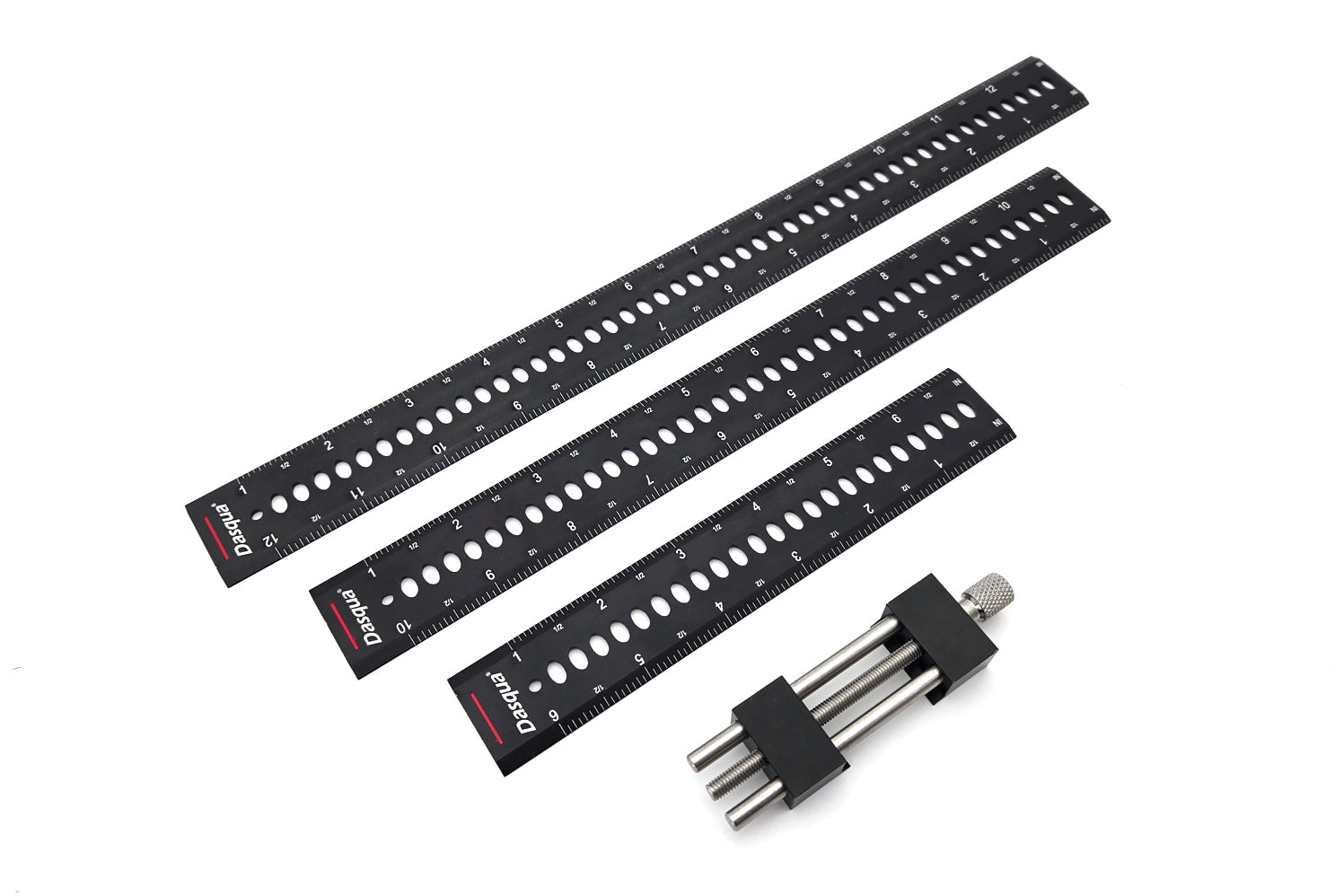 Dasqua 4-Piece Imperial Marking Ruler Set (6, 10, 12 Inch) with Ruler Stop - Precision Measuring Tools for Woodworking, Metalworking, and DIY Projects - 1804 6882