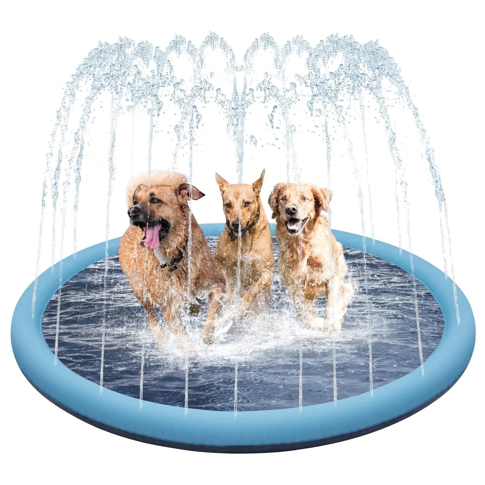 **Non-Slip Splash Pad for Dogs & Kids - Outdoor Sprinkler Play Mat, Durable Kiddie Pool for Pets & Toddlers - Perfect for Backyard Water Play, Summer Fun, and Pet Bathing**
