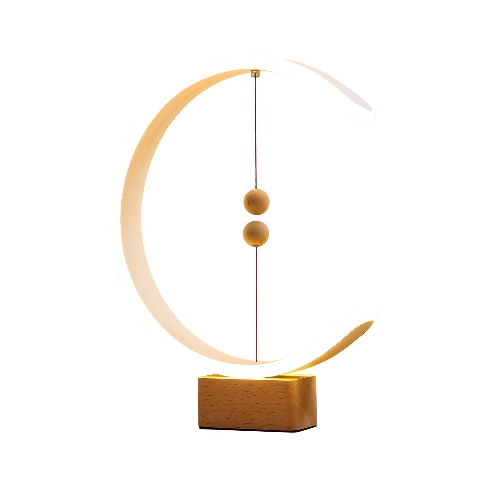 Smart Magnetic Suspension Balance Lamp - LED Wooden Desk Lamp with Creative Floating Design, Modern Night Light for Home Office, Dorm Room & Bedside (Perfect Gift for Birthday & Housewarming) - Ideal for Reading, Working & Relaxing in Bedroom or Study