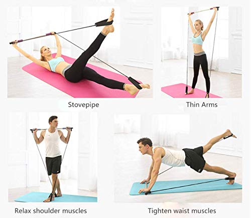 Portable Pilates Bar Kit with Resistance Bands & Door Anchor - Full Body Toning, Yoga & Home Workout Equipment for Women & Men | Perfect for Home Gym, Pilates, Yoga & Stretching Exercises