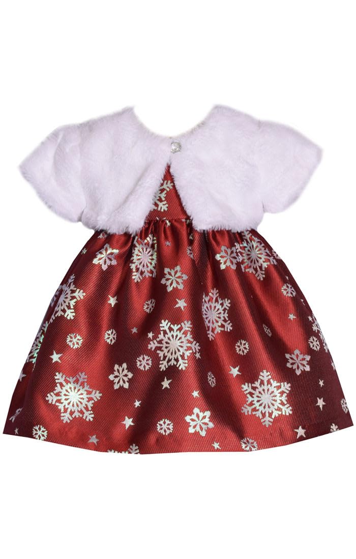 Bonnie Jean Girls Christmas Holiday Dress - Red Velvet Dress with White Faux Fur Jacket for Toddler & Little Girls | Festive Party Outfit for Holiday Photos, Christmas Pageants & Family Gatherings