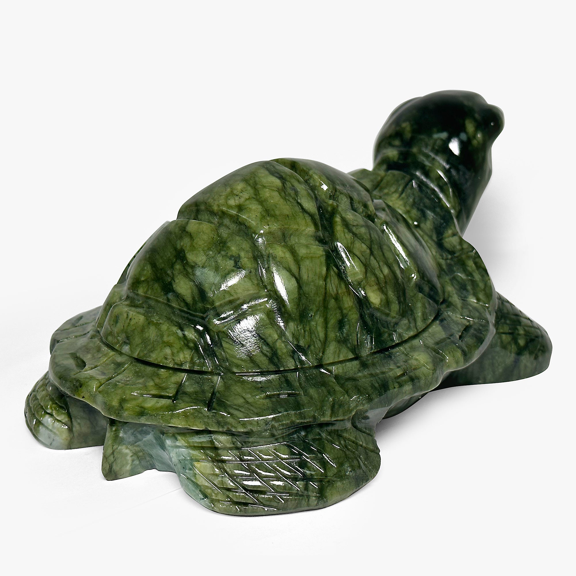 Exquisite Hand-Carved Nephrite Jade Turtle Gemstone Sculpture - Feng Shui Decor, Meditation Aid & Spiritual Gift for Home & Office