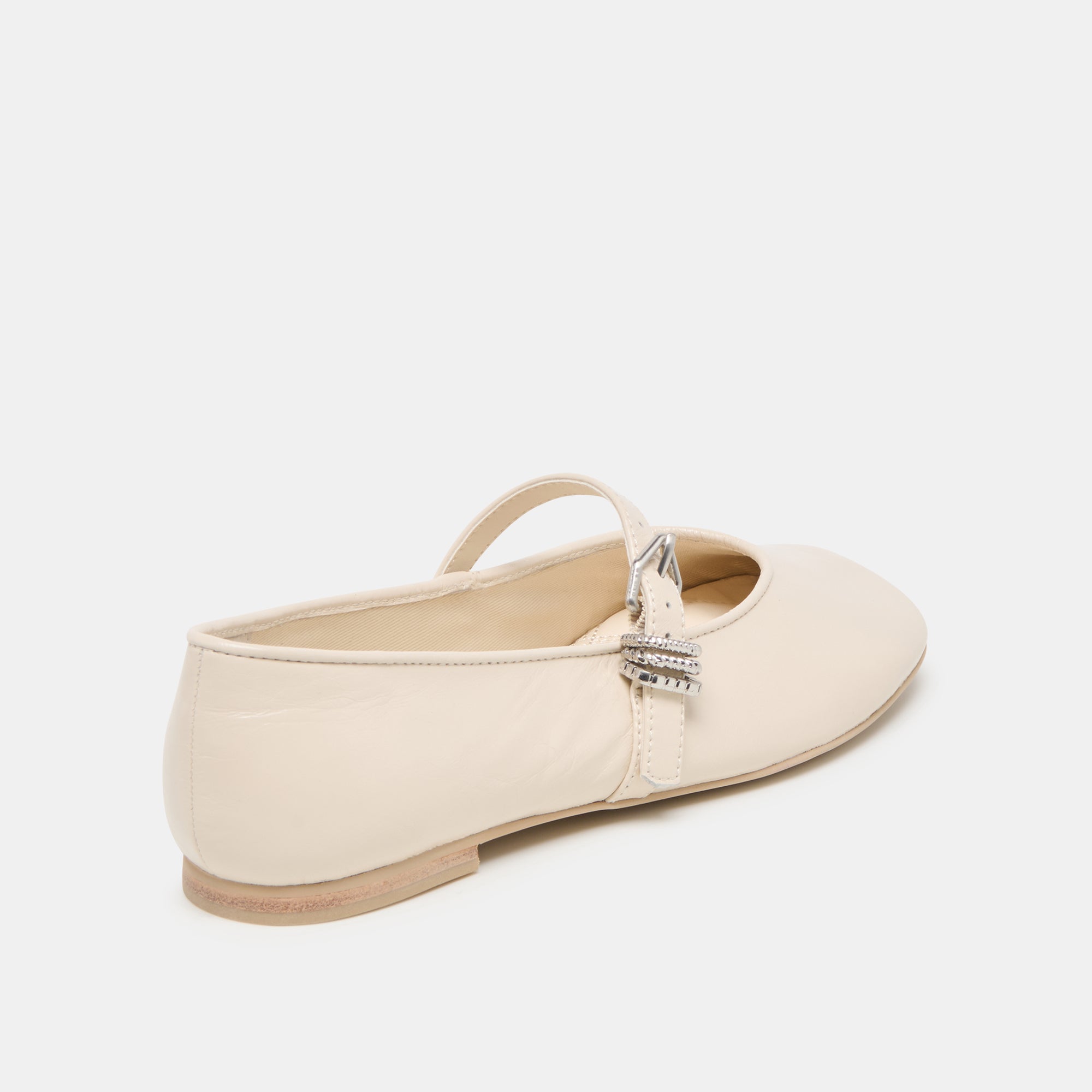 ALIZZA Women's Ballet Flats - Creme Crinkle Patent Leather Pointed Toe Comfortable Slip-On Shoes for Work, Office & Casual Wear
