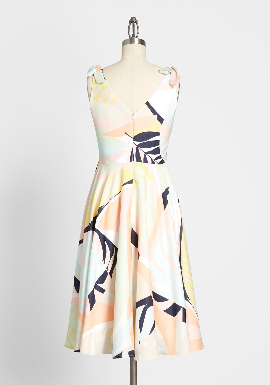 ModCloth x Hutch In Summery Tie Shoulder Dress - Women's Floral Summer Sundress for Beach Vacations & Outdoor Parties