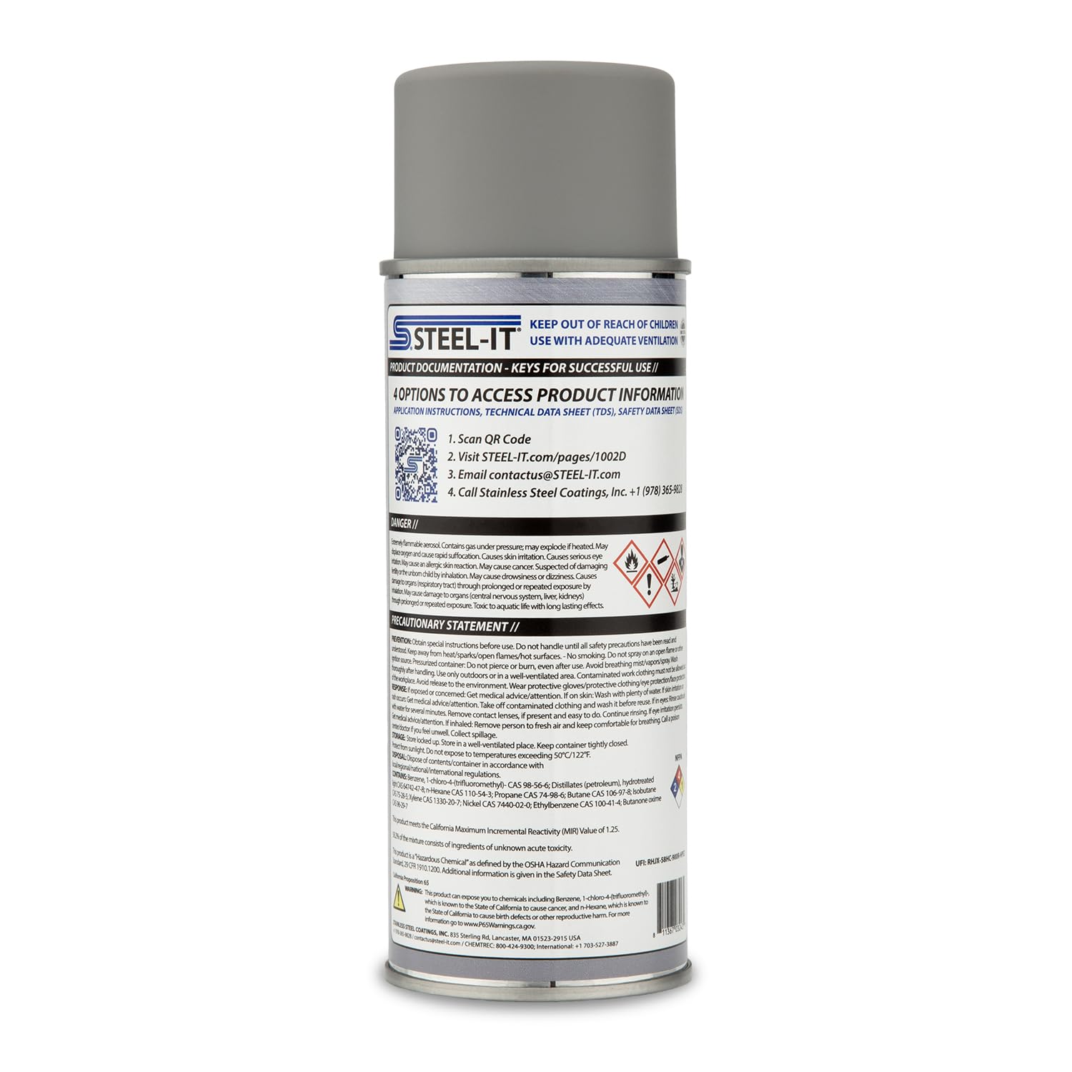 Steel-It 1002D Polyurethane Aerosol Spray Paint - Industrial Grade, Weldable, Rust Resistant Coating - Steel Gray (5 Pack) - Perfect for Metal Fabrication, Automotive Repair & Industrial Equipment Maintenance