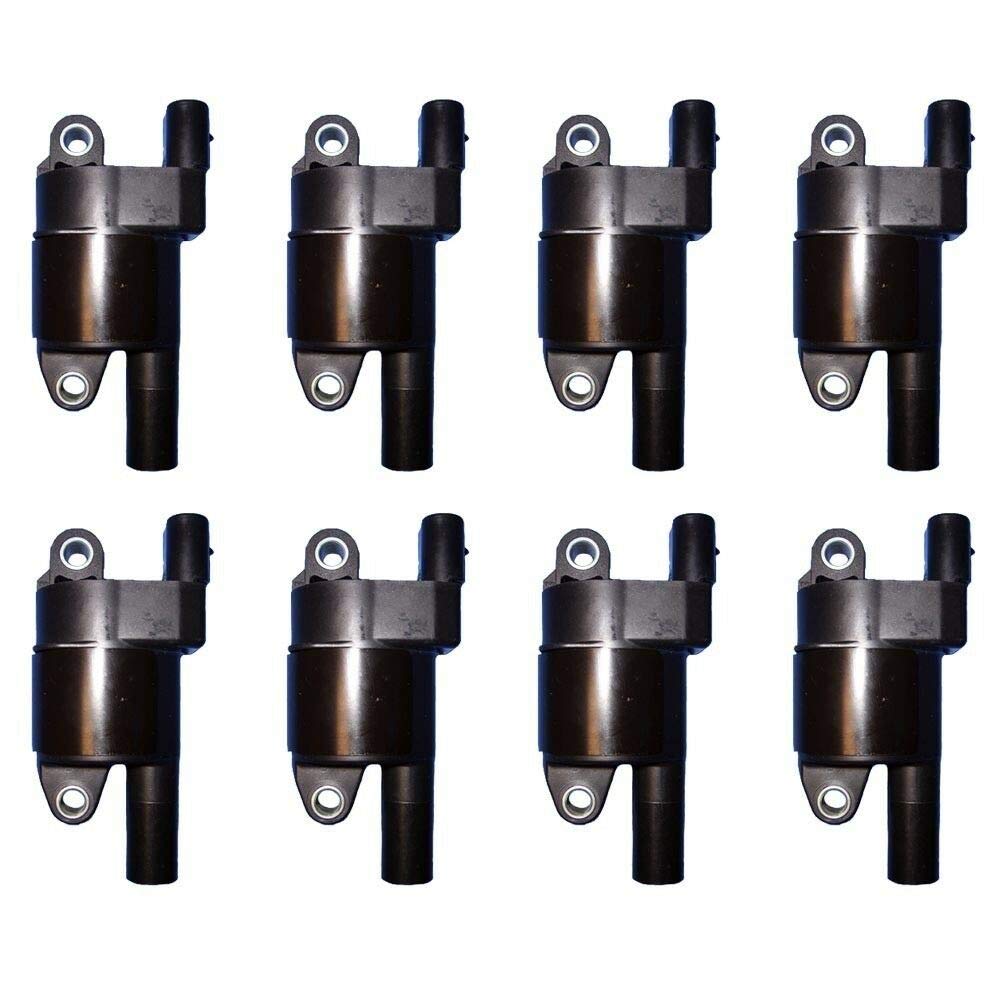 8 Herko B059 Ignition Coils + 8 OEM 41-962 Double Platinum Spark Plugs + 8 Herko Spark Plug Wires with Heat Shields – Complete Tune-Up Kit for Ford, Chevy, Dodge – Improve Engine Performance & Fuel Efficiency