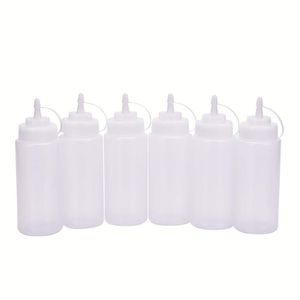 6-Pack Plastic Translucent White Squeeze Bottles with Tip Cap - Perfect for Kitchen, Crafting & DIY Projects