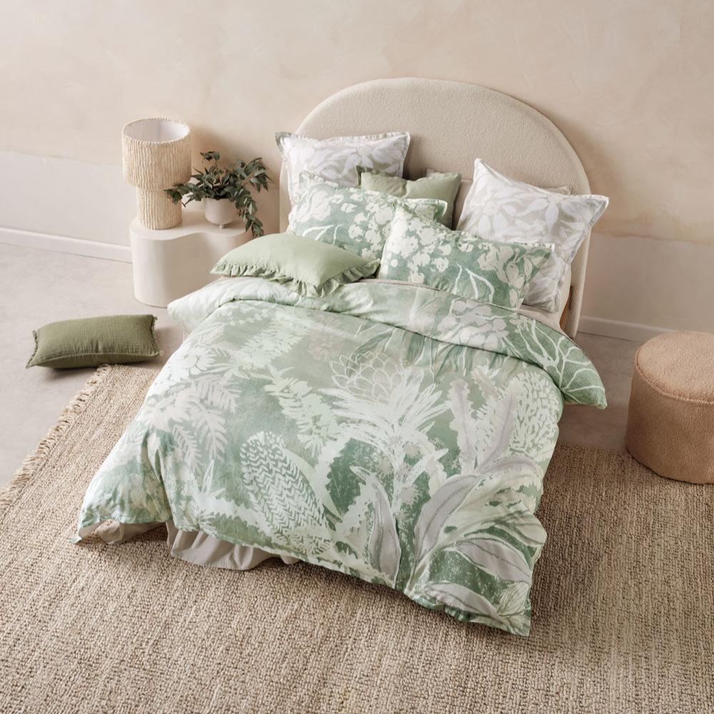 Linen House Esperance Leaf Quilt Cover Set - Soft Breathable Bedding for Cozy Sleep & Home Decor