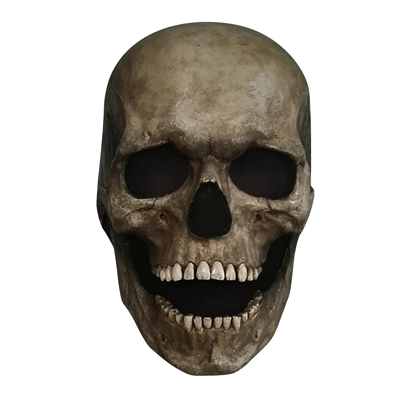 Scary Full Head Skull Mask with Movable Jaw - Realistic Halloween Cosplay Prop for Horror Parties & Haunted Houses