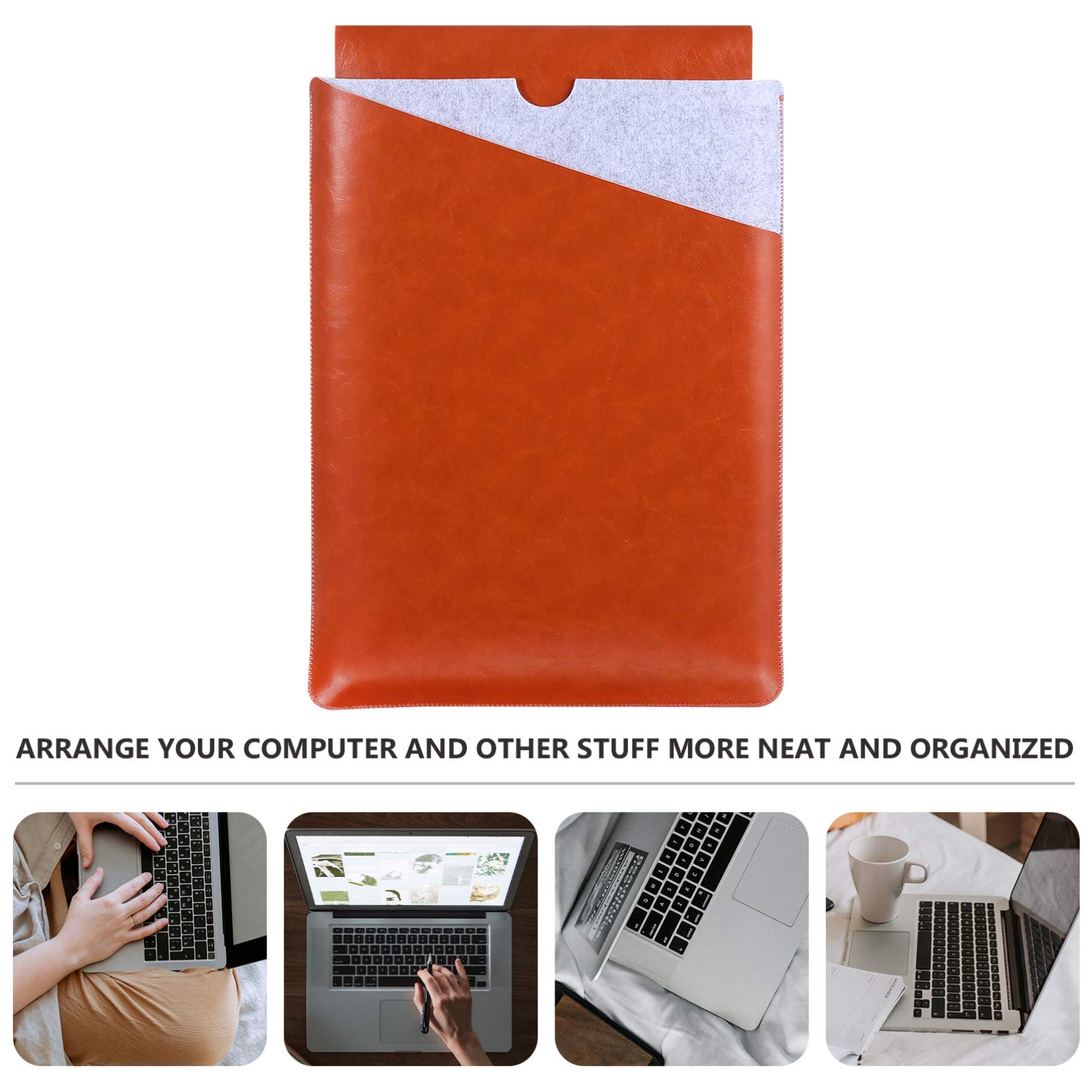 Premium Genuine Leather Laptop Sleeve Case for 13-15 Inch MacBook & Notebook - Slim Protective Laptop Bag with Tablet Pocket - Stylish Business Briefcase & Travel Organizer for Work, School & Commuting
