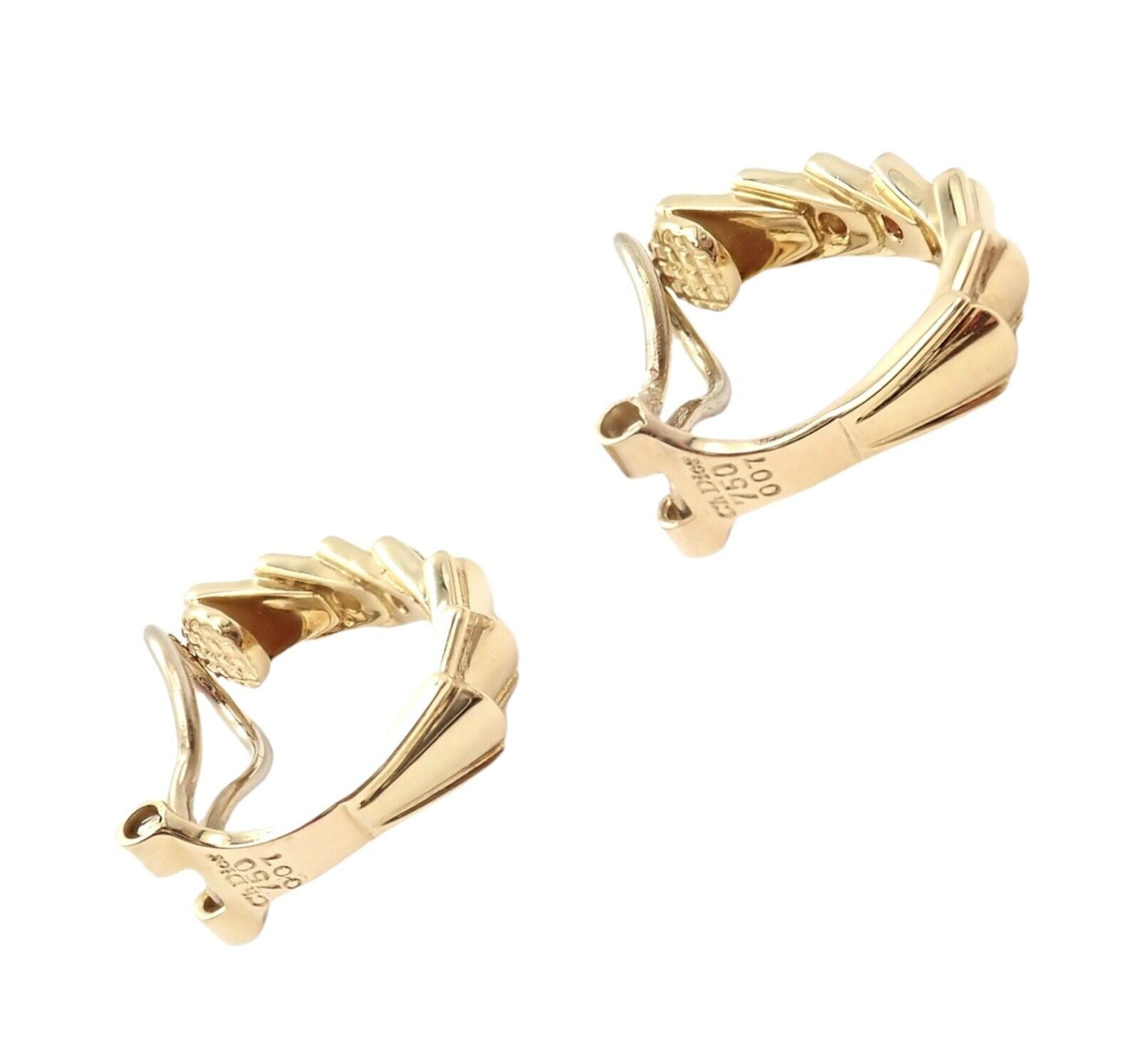 Authentic Christian Dior 18k Yellow Gold Diamond Ruby Earrings - Luxury Jewelry for Women, Perfect for Weddings, Parties & Special Occasions