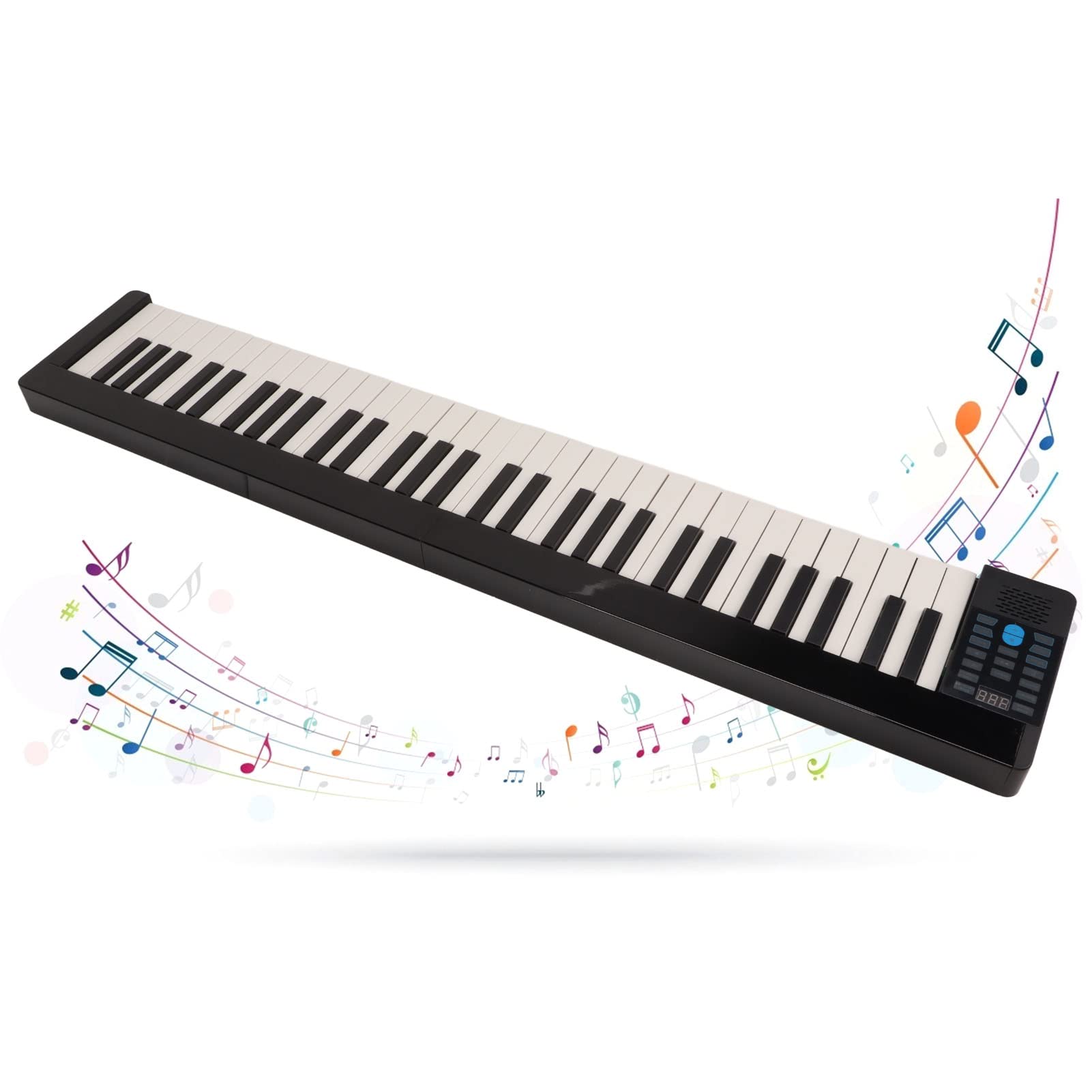 61-Key Folding Piano Keyboard - Full Size Portable Digital Piano with Bluetooth MIDI, Dual Speakers & App Connectivity - Perfect for Home Practice, Travel & Live Performances