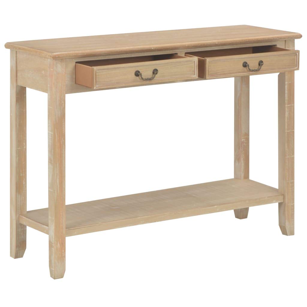 ZAMAX Rustic Vintage Pinewood Console Table with 2 Drawers & Shelf - Natural Wood Entryway, Hallway, Living Room Side Table & Sideboard - Perfect for Farmhouse, Apartment & Home Decor (Brown)