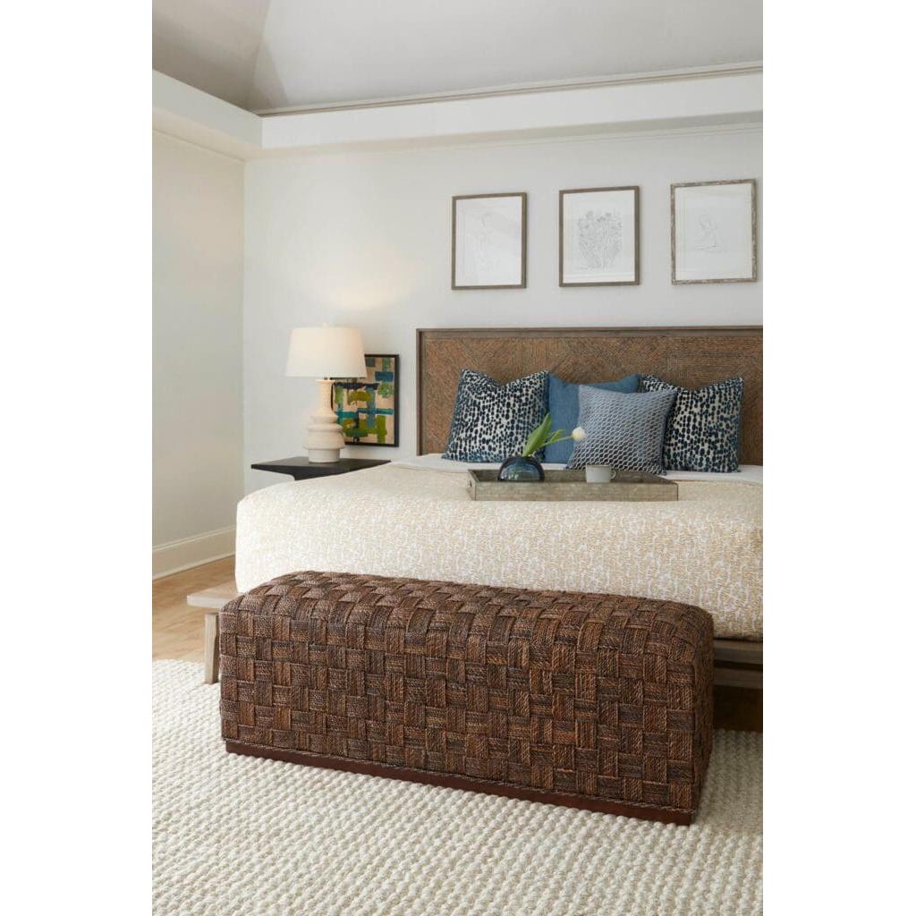Cyan Design 11678 Milos Ottoman in Brown - Stylish Footstool & Storage Bench for Living Room, Bedroom, or Entryway