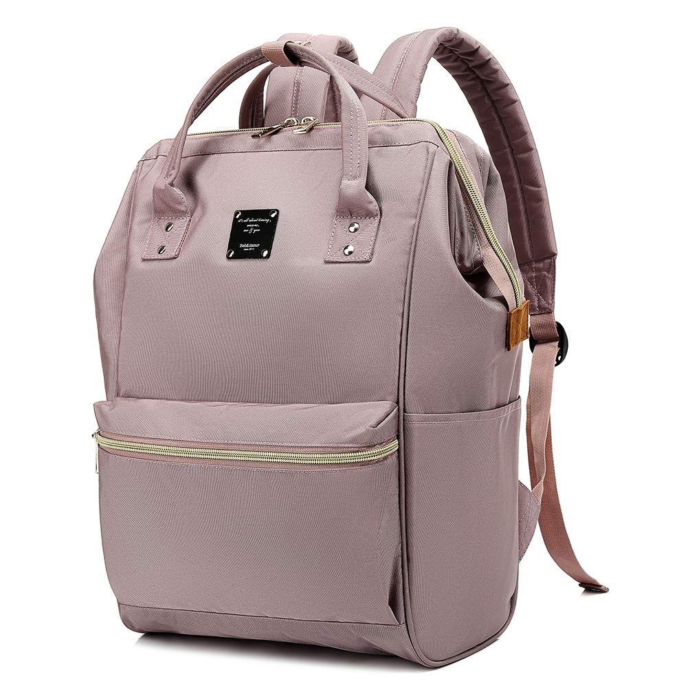 Bebamour 15.6 Inch Waterproof Laptop Backpack for Women & Men - Lightweight Travel Rucksack with USB Charging Port, College Business Backpack - Perfect for Commuting, Work, School & Airplane Travel (Pink)