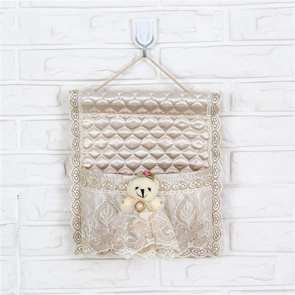 Hanging Storage Organizer - Wall Mount Fabric Door Pocket Organizer for Sundries (Beige) | Perfect for Bedroom, Bathroom, Closet & Entryway Organization