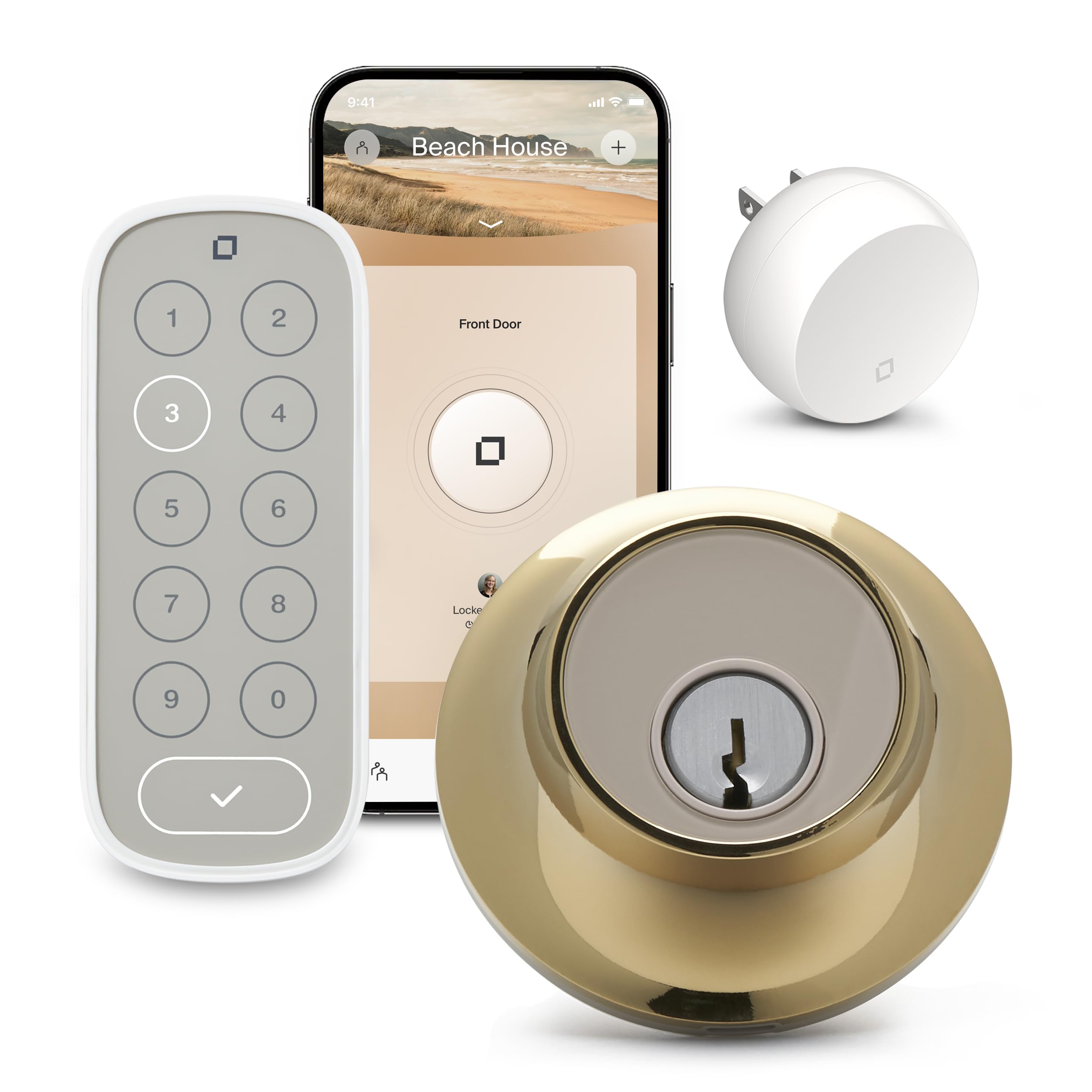 Level Lock (Wi-Fi) Smart Lock with Keypad - World's Smallest Keyless Entry System - Remote Lock/Unlock via App - Compatible with Apple HomeKit, Alexa & Google Assistant - Polished Brass Finish for Home & Office Security